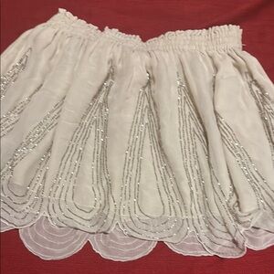 Jack Wills Cream Mini Skirt with Silver Accents